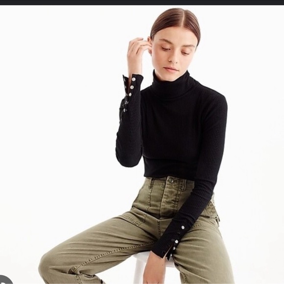 J. Crew Black Ribbed Turtleneck Bodysuit - Picture 1 of 7